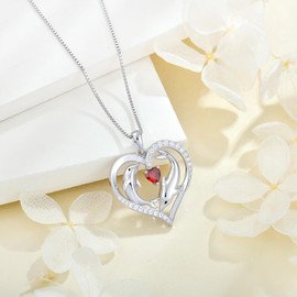 Starnny Dolphin Heart Necklace Women's Silver 925 Pendant Necklace 3A Zirconia for Women Girls, Sterling Silver, Cubic Zirconia