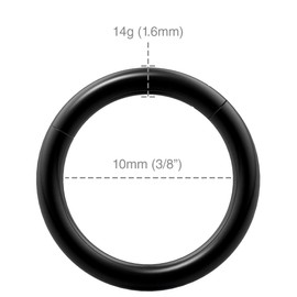 14g Black Clicker Ring Seamless Hinged Nose Hoop Septum Daith Conch Piercing Earring 10mm 3/8