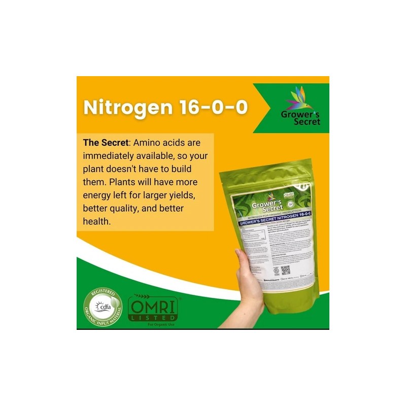 Grower's Secret Nitrogen 16-0-0 • Organic • Readily Available For