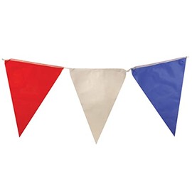 Henbrandt Red White and Blue Triangular Party Bunting 7m Celebration Bunting Tri Colour Great Britain British Party Decorations with 25 Flags Garland Pub BBQ Decoration