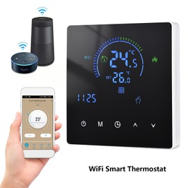 WiFi Smart Intelligent Thermostat Temperature Controller for Electric Heating Equipment LCD Display Touch Button Programmable App Remote Control Underground Heating for Home Office School Hotel
