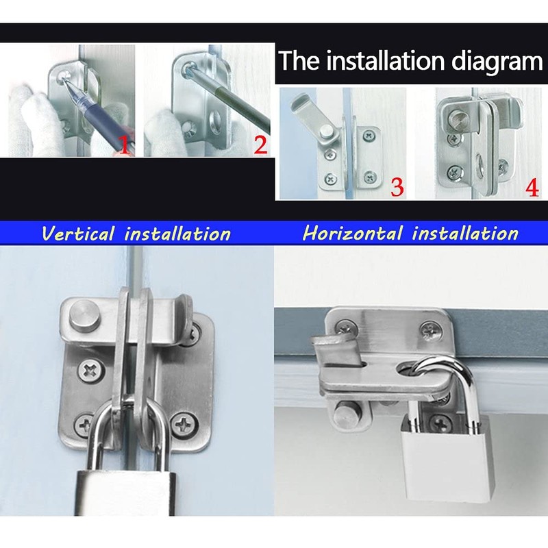 SAYAYO EMS3001-W Stainless Steel Door Bolt Small Lockable with Padlock