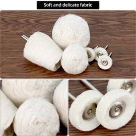 QWORK® 15-Piece Polishing Wheel Set, Polishing Cone with Handle, Wool Felt Polishing Disc, for Aluminium, Stainless Steel and Chrome