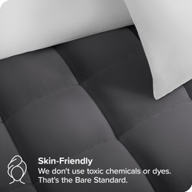 Bare Home Cal King Mattress Topper Cotton Top - Fitted Mattress Cover - Cooling Breathable Air Flow - 8" to 21" Deep Pocket - Mattress Pad Protector - Soft Noiseless Pad (California King, Grey)