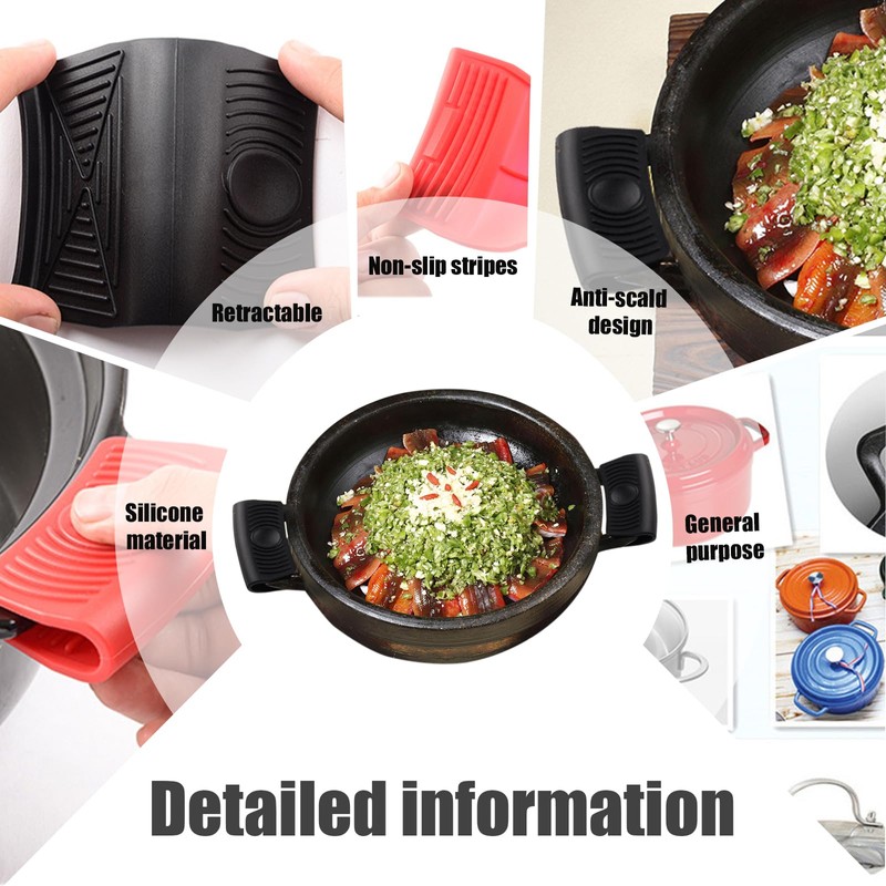 2Pcs Silicone Assist Handle Holder Grip, Heat Resistant Cast Iron