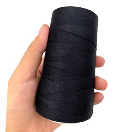 Atimiaza Thick Polyester Thread for Wig Making & Hair Extension Sewing, Black, 3 Pcs Curved Needles