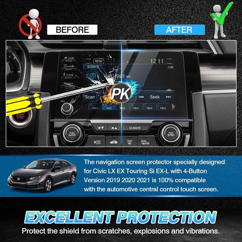 Autorder Custom Fit for Screen Protector 2019-2021 Honda Civic LX