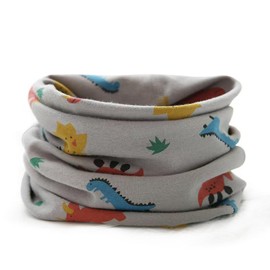 ENSTAB Baby Scarf Cotton Loop Scarf Children Baby Loop Neck Warmer Tube Scarf Girls and Boys, B-Gray Dinosaur