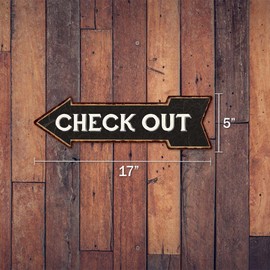 Check Out Left Arrow Vintage Looking Metal Sign 5x17 205170004002