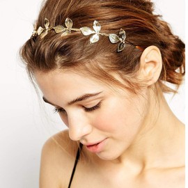Shegirl Bridal Headband Leaf Greek Goddess Headpiece Dainty Gold Hair Crown Wedding for Bridal and Women