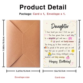 Funny Birthday Cards for Daughter from Mom and Dad, Sweet Poetic Cards from Tsundere Parents, I Love You, From Baby to Girl to Adult Woman (Super Cute Lady), with Envelope