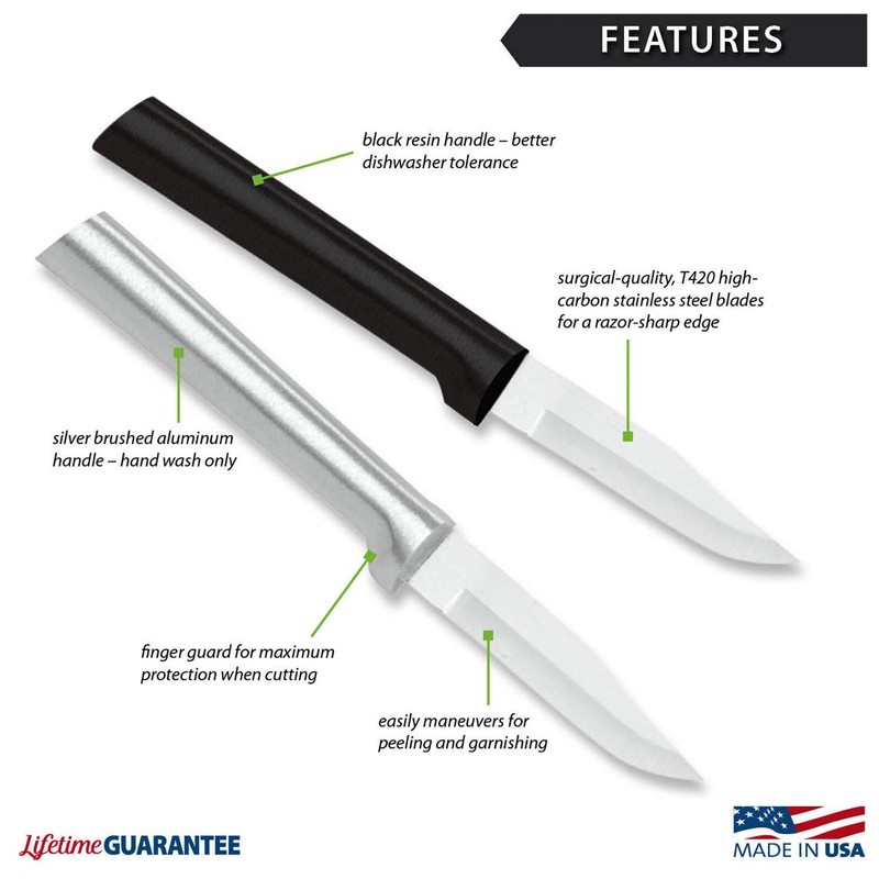 RADA Cutlery Peeling Paring Knife (R102), 2.5" Stainless Steel Hollow