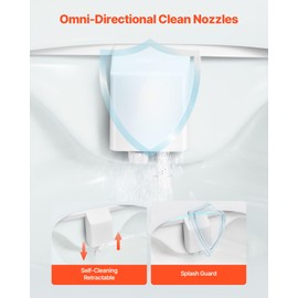 VEVOR Dual Retractable Nozzles, Adjustable Pressure, Easily Installed Cold Water Sprayer for Rear Feminine Wash Bidet Attachment for Toilet, White