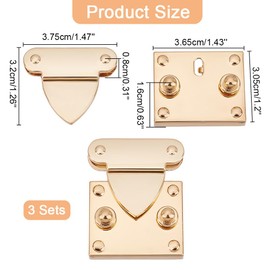 WADORN Metal Purse Turn Lock Clasp, Messager Bag Closure Clasp Lock Replacement Clutches Lock Clasps Clip, Gold, 30.5x36.5x16mm