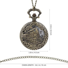 HEMOBLLO Reloj de Bolsillo - Reloj de Bolsillo de Cuarzo Retro Reloj de Bolsillo Con Cadena Diseño de Tren de Vapor Collar Vintage Reloj Colgante de Cumpleaños