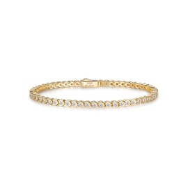 CYW Moissanite Imitation Diamond Gold Plated Bracelet Bangle for Women Wife 6.7inch Sterling Silver Tennis Bracelet