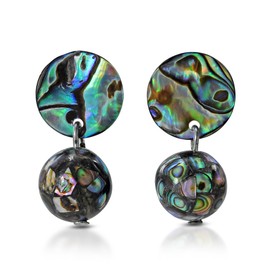 AeraVida Double Abalone Shell Ball Drop Earrings for Women