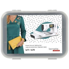 Bernette Presser Foot Set for B77/B79 Sewing Machine | Includes Zigzag, Overlock, Zipper, Blindstitch, Satin Stitch, Buttonhole, Open Toe & Button Sew-On Feet | Heavy-Duty Quilting, Embroidery