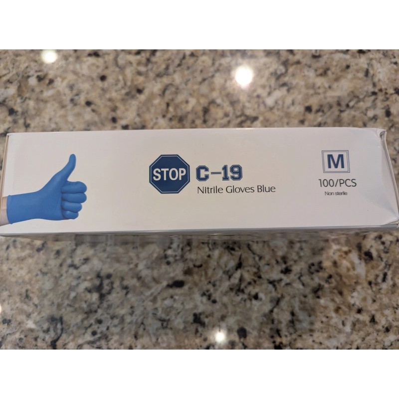 Stop C-19 Nitrile Exam Gloves Powder-Free Latex Free Stop C-19