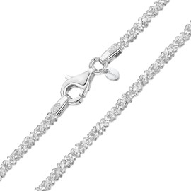 Amberta Halskette Damen Diamant aus 925 Sterling Silber - 1.7 mm Glitzernde Kette Damen: Kette Silber Dünn 50 cm