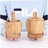 LABRIMP -in-one Garlic Press Set Bamboo Pot Pestle Food Garlic