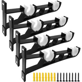 Soportes para Barra de Cortina Paquete de 4 Soportes de Barra de Cortina para Pared Ganchos para Barra de Soportes de Cortina Negros ResistentesSoporte de Barra de Cortina para Barras de 1'