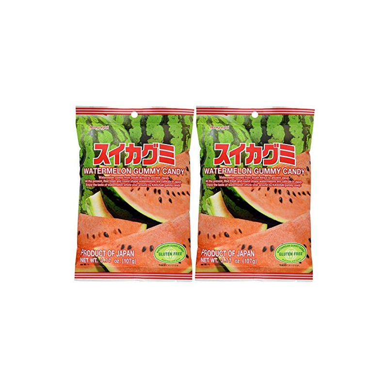 Kasugai Watermelon Gummy Candy 3.77oz (2 Pack)