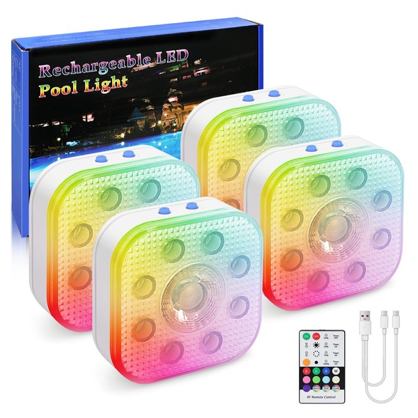 Vangue Premium Rechargeable Submersible Lights, 3 Lighting Modes LED Pool