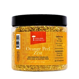 Civilized Coffee Orange Peel Zest Dehydrated Granules for Baking & Drinks Non-GMO & Gluten Free Jar (9 oz)