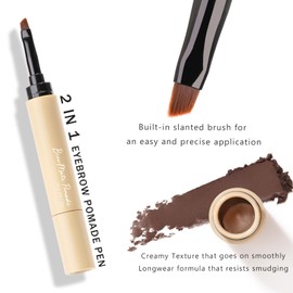 Grey Brow Pomade Pen, Waterproof Long Lasting Eyebrow Powder Cream, Highly Pigmented Eyebrow Pomade for Natural Brows Shaping Makeup YES.EYE DO (Iron Mist-Gray)