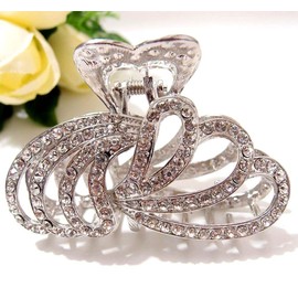 TROTH FASHION Metal Antique Silver Plated Hair Clips Women, Crystal Rhinestone Hair Claw, Diamante Claw Hair Clamp, Anti Slip Large Claw Clips for Thin & Thick Hair, Hair Styling Accessories Women
