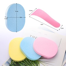 【Hair Removal Cream Compatible】 Washable and reusable hair removal support set includes a dedicated wipe spatula and 3 pieces of 100% PVA body sponges that are gentle on the skin and skin friendly to