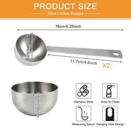 GOLRISEN 2 Stück Edelstahl Kaffeelöffel 30ml Kaffeedosierlöffel Kaffee Messlöffel Kaffeedosierer Langen Griff Dosierlöffel Kaffeemaßlöffel Kaffeelöffel Portionierer Kaffeeportionierer für Tee Kaffee