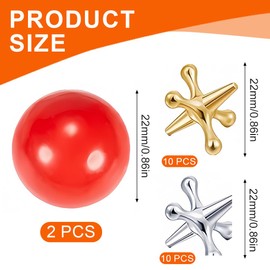 WUSJCOF 2 Sets Retro Metal Jacks and Ball Game, Classic Jack Game, Party Favour Game Prices for Children and Adults (22 Pieces)