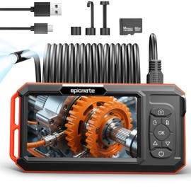 Triple Lens Borescope with 5" IPS Screen, 1920P HD Inspection Endoscope Camera with Adjustable Light, 50FT Semi-Rigid Snake Cable & 32GB Card, IP67 Waterproof Borescope for Home/Automotive/Mechanics.