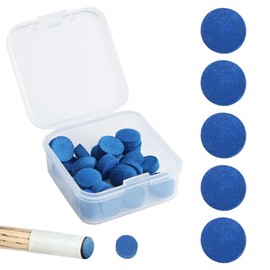 Billiard Cue Tips, 20 Pieces 10 mm, Replacement Tips with Transparent Box for Snooker, Pool Cues, Cue Tips, Replacement with Storage Box, Billiard Cue Tips, Blue