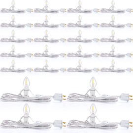 Coume 24 Packs Accessory Cord with LED Light Bulb, 6 Ft Warm Light Accessory Cord Kit (White)