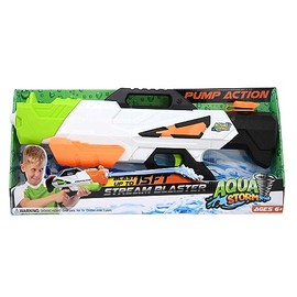 Aqua Storm Pump Action Water Blaster - White, Green, Black and Orange Stream Blaster Water Gun for Adults and Kids - Awesome Water Gun for Shooting Water Battles Squirt Gun for Pool Parties and Games