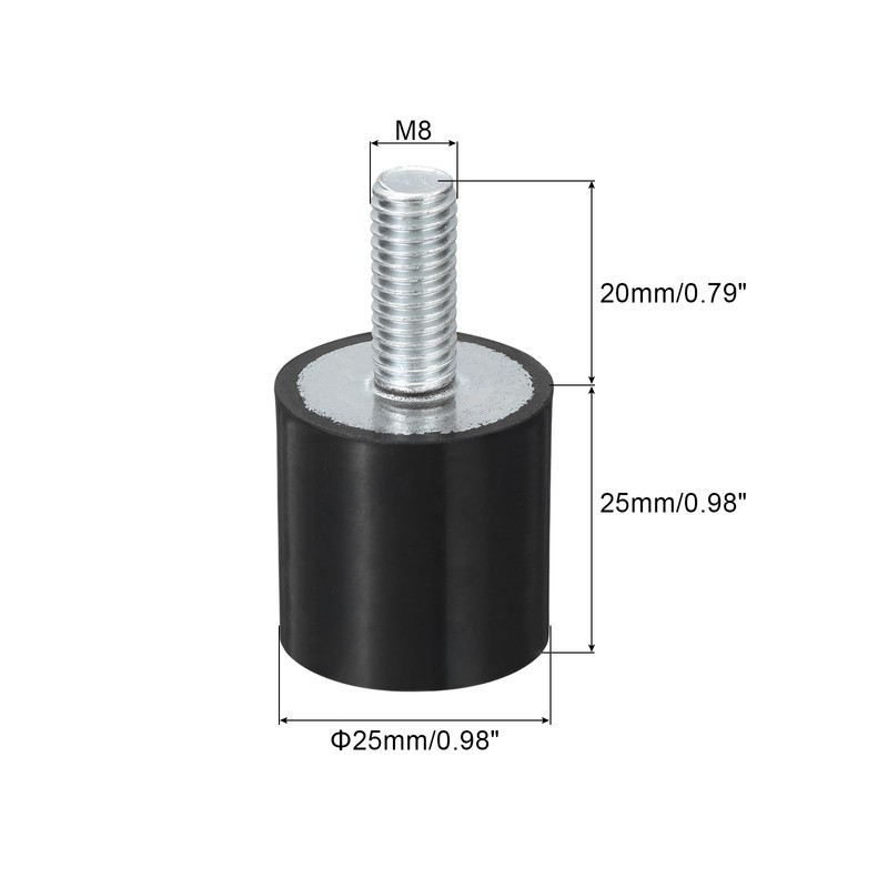 sourcing map M8 Thread Rubber Mounts, Vibration Isolators, Cylindrical Shock