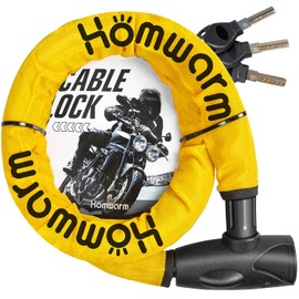 Homwarm Bike Lock, Chain Lock, Motorcycle, Bicycle Wire Lock, Diameter 0.9 x 47.2 inches (22 x 1200 mm), Heavy Duty, Anti-Theft, Set of 3 Keys (Color)