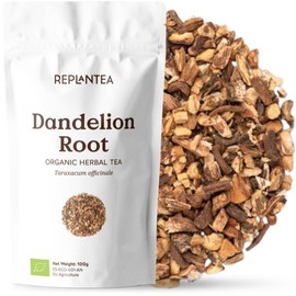 Dandelion Root Tea Organic 100g (50 Cups) | 100% Pure Dandelion Root, Dried, Cut and Sifted for Tea or Infusion | Taraxacum officinale REPLANTEA