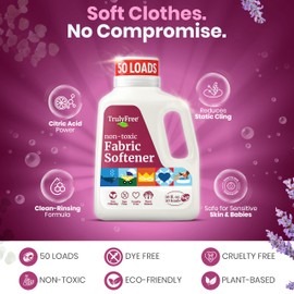 Truly Free Fabric Softening Conditioner for Clothes| Safe for Babies & Kids with Sensitive Skin | Plant-Based | Includes 4 Refills| Signature Scent Rinse(200 Loads)