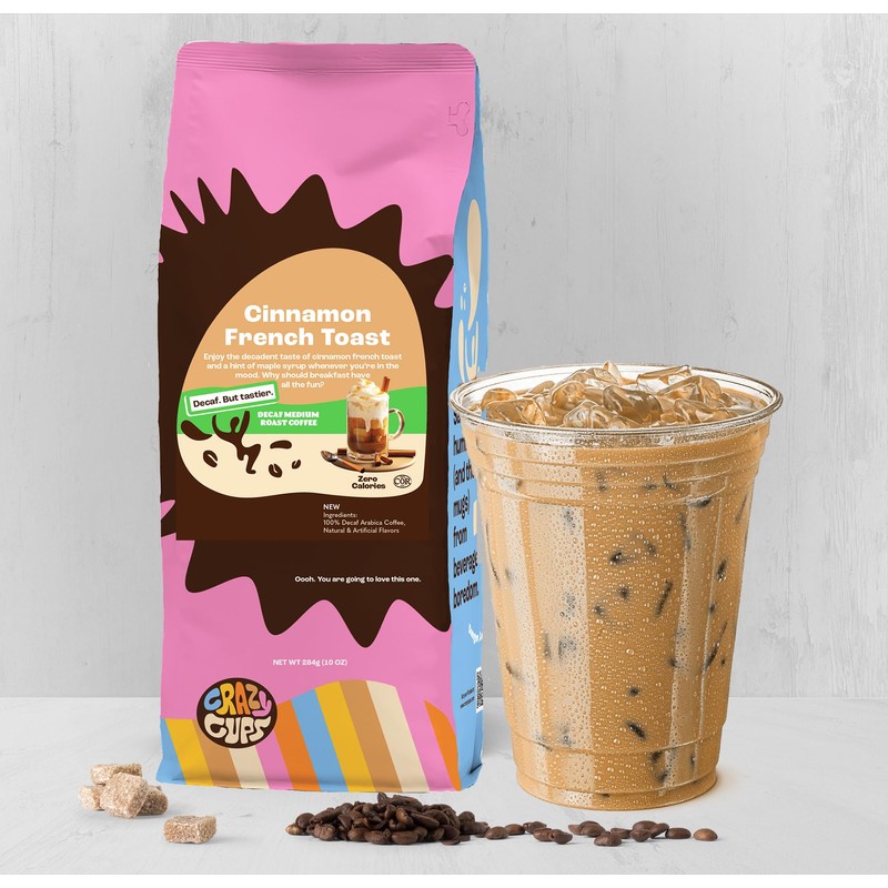 Crazy Cup Decaf Ground Coffee, Cinnamon French Toast, For Brewing