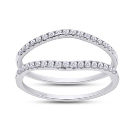 SAVEARTH DIAMONDS 1/4 ct t.w Round Cut Lab Created Moissanite Diamond Curved Ring Guard Enhancer For Women In 14K White Gold Over Sterling Silver(D Color, VVS1 Clarity 0.25 Cttw)-4