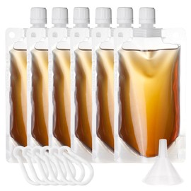 Hillside-Kit Plastic Flasks Concealable and Reusable Cruise Drink Bags with Funnel 8OZ Leak-Proof Flasks for Travel Outdoor (White-6pcs 8OZ)