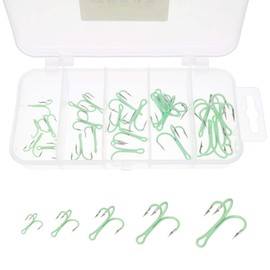 Creative-Idea Luminous Treble Hooks,40pcs Treble Hook Fish Triple Assorted Set with Storage Organizer Box Glow in Dark Night Fishing Gear Saltwater
