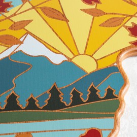 Totally Bamboo Vermont State Shaped Cutting Board and Charcuterie Serving Platter with Artwork by Summer Stokes, Includes Hang Tie for Wall Display