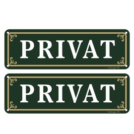 Privat Sign, Aluminium, Outdoor Sign, 25 cm x 8 cm, Private Sign with Pre-Drilled Hole for Easy Mounting, Pack of 2
