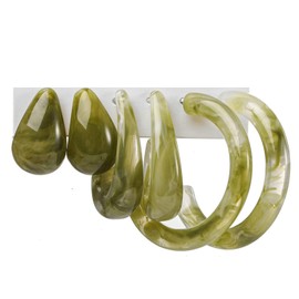 Colorful C Acrylic Earrings,Resin C Shape Hoop Earrings Boho Resin Hoops Earrings for Women Chunky Acrylic Twisted Earring Packs Sets Party Vacation Jewelry (Green)