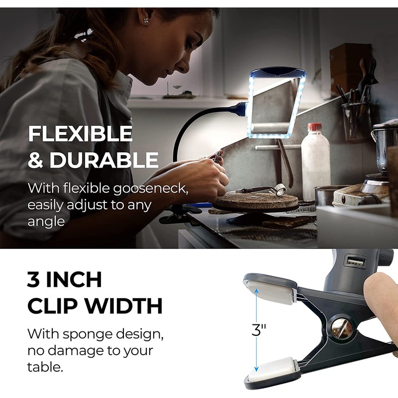 M MAGDEPO 4X Gooseneck Magnifying Lamp Lighted with 28 SMD